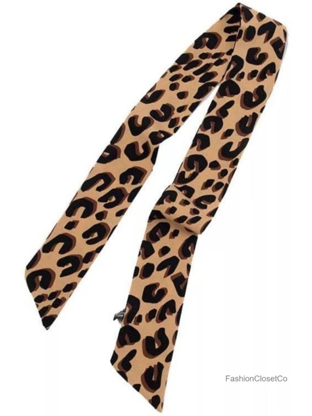 Skinny Scarf Neck Tie Leopard Print Hair Accessory Purse Scarf Polyester